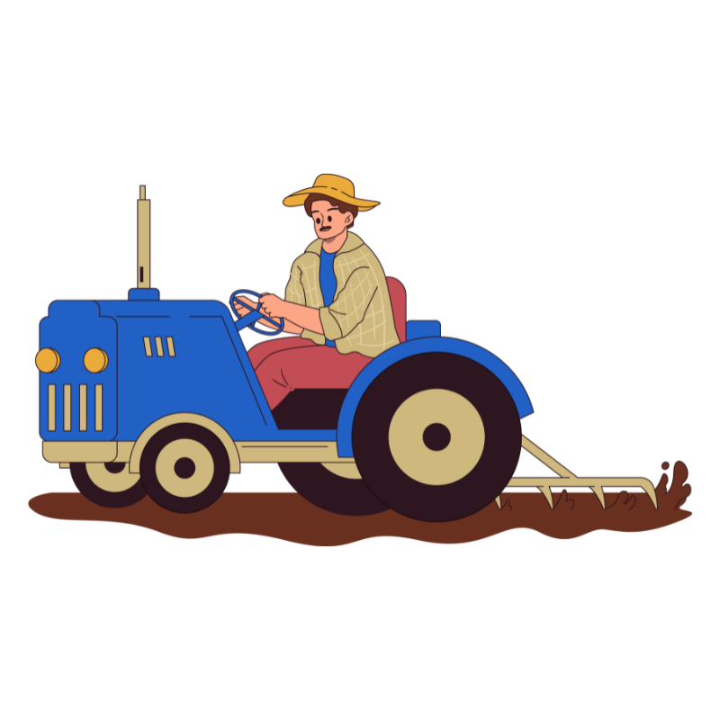 Farmer driving tractor for insurance